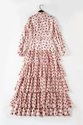 Long Sleeves Floral Printed Ruffles Elegant Casual Maxi Dress